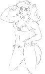  2023 anthro black_and_white bra breasts clothed clothing crotch_tuft digital_drawing_(artwork) digital_media_(artwork) domestic_cat felid felina_feral feline felis female flexing_bicep gold-white-kott hair hand_on_hip hanna-barbera hi_res looking_at_viewer mammal monochrome muscular muscular_female panties simple_background solo standing swat_kats tuft underwear white_background 