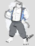  abs anchor anthro bear biceps clothed clothing fur hi_res lofnirv male mammal muscular muscular_anthro muscular_male pecs polar_bear simple_background smile solo ursine white_body white_fur 