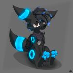  absurd_res bag claws eeveelution eyewear feral fluffy generation_2_pokemon glasses hi_res looking_at_viewer male nintendo pawpads paws pokemon pokemon_(species) scarf sitting solo stars_(artist) umbreon 