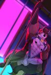  2021 abs anthro ark_wolf balls blackclown00 blep brown_body brown_fur brown_hair canid canine canis claws fur genitals hair harness hi_res male mammal nipples penis pole solo strip_club stripper_pole toe_claws tongue tongue_out white_body white_fur wolf 