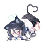  &lt;key&gt;_(blue_archive) 1girl animal_ears black_hair black_hairband black_skirt blue_archive blue_necktie cat_ears hair_between_eyes hairband highres jacket meng_yin necktie pink_eyes shirt side_ponytail skirt solo white_jacket white_shirt 