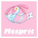  border character_name closed_mouth commentary full_body highres looking_at_viewer looking_down mesprit no_humans pink_background pokemon pokemon_(creature) rii_(mrhc7482) simple_background smile white_border yellow_eyes 