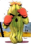  absurdres boxing_gloves cactus digimon digimon_(creature) full_body gloves highres looking_at_viewer open_mouth plant plant_monster red_gloves signature solo spines taragraphika togemon 
