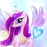  crown crystal equid equine feathered_wings feathers female feral friendship_is_magic hair hasbro headgear hi_res horn long_hair mammal multicolored_hair my_little_pony pink_body pink_feathers princess_cadance_(mlp) purple_eyes purple_hair qwennondeathdie smile solo spread_wings winged_unicorn wings 