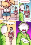  big_breasts blonde_hair bodily_fluids bottomwear breasts cleavage clothed clothing comic cum cum_in_hair dialogue elf english_text female genital_fluids ghost hair hi_res hoodie human humanoid male mammal not_furry riukykappa skirt spirit text topwear 
