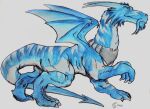  2006 barbel_(anatomy) blue_body claws dragon feral finger_claws flesh_whiskers horn male membrane_(anatomy) membranous_wings painting_(artwork) quadruped scalie small_wings solo spade_tail tail the_s toe_claws traditional_media_(artwork) watercolor_(artwork) western_dragon wings 