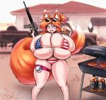  accipitrid accipitriform alcohol animal_humanoid areola avian bald_eagle beverage big_breasts bikini bird blush breasts building burger canid canid_humanoid canine canine_humanoid clothing eagle eyewear fangs female food fox_humanoid freckles grill gun hair hi_res house huge_breasts huge_thighs humanoid hyper hyper_breasts looking_at_viewer mammal mammal_humanoid mochi_(mochifoxxo) mochifoxxo multicolored_eyes open_mouth orange_hair outside ranged_weapon sea_eagle signature smile solo standing stars_and_stripes sunglasses swimwear teeth text thick_thighs united_states_of_america weapon 