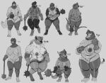  2023 alternate_species anthro armor badger belly_nipples big_breasts biped breasts canid canine canis clothing common_hippopotamus digital_media_(artwork) doctordj female genitals gloves goo_creature greyscale handwear headgear helmet hi_res hippopotamid holding_mace holding_object holding_weapon human hyena kobold mace mammal melee_weapon monochrome morning_star_(weapon) murid murine mustelid musteline nipples pussy rat rodent uloth unconvincing_armor weapon wolf 