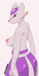  areola breasts butt female generation_5_pokemon hi_res humanoid looking_at_viewer mienshao nintendo nipples pink_areola pink_nipples pokemon pokemon_(species) red_eyes side_boob simple_background solo standing tail vexyfursure 