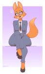  absurd_res anthro business_suit canid canine clothing diane_foxington dreamworks eyebrow_piercing eyewear facial_piercing female footwear fox glasses hi_res high_heels looking_at_viewer mammal mehdrawings necktie open_mouth open_smile piercing sitting smile solo suit the_bad_guys thick_thighs wide_hips 