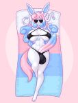  &lt;3 absurd_res anthro balls beach_towel big_balls big_breasts big_penis blue_hair breasts clothing eeveelution eyewear generation_6_pokemon genitals gynomorph hair hi_res huge_balls huge_breasts huge_penis intersex limebreaker lying multicolored_hair navel nintendo on_back open_mouth penis pink_hair pokemon pokemon_(species) smile solo sunglasses swimwear sylveon tail thick_thighs towel unknown_character wide_hips 