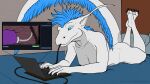  anthro bedroom breasts carnivore christa_(rebeldragon101) computer dragon endoscope endosoma fangs female hi_res internal internal_camera laptop nude object_vore rebeldragon101 snapchat solo streaming teasing teeth toy vore vorny 