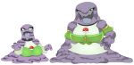  3_fingers anthro armwear big_breasts breasts clothing duo female fingers generation_1_pokemon green_eyes grimer hi_res legless muk nintendo pokeball pokemon pokemon_(species) purple_body shirt simple_background slime tongue topwear urusee584 white_background zipper 