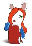  anthro clothed clothing crossover digital_media_(artwork) disney female fur gglloooopp gloves hair handwear jessica_rabbit lagomorph leporid makeup mammal rabbid raving_rabbids rayman_(series) simple_background solo ubisoft white_background white_body who_framed_roger_rabbit 