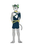  adastra adastra_(series) alexios_(adastra) anthro barefoot clothed clothing collar domestic_cat echo_project feet felid feline felis full-length_portrait fuze hi_res male mammal nipples portrait simple_background solo toga white_background 