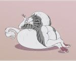  anthro belly big_belly butt claws cmitchell hi_res long_tail male paws sergal solo stripes tail vore 