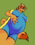  anthro belly big_belly big_breasts breasts brown_body brown_fur brown_hair clothed clothing danellz digital_media_(artwork) domestic_cat felid feline felis female fur hair hand_on_stomach mammal navel_outline one_eye_obstructed pregnant solo 