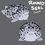  &gt;:( 1:1 ambiguous_gender cardinaldoodles colored digital_media_(artwork) english_text flat_colors grey_background grey_body mammal marine pinniped plushie round_body seal simple_background solo spots spotted_body text 