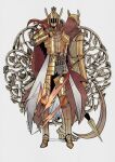  1boy 1girl armor chainmail cleanrot_knight cleanrot_knight_finlay covered_face cuirass cuisses denny626 elden_ring full_armor gauntlets greaves helmet highres holding holding_polearm holding_weapon lance long_hair malenia_blade_of_miquella polearm red_hair sabaton shoulder_armor weapon white_background winged_helmet 