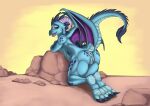  2016 2017 3_toes absurd_res anthro anus barefoot bedroom_eyes biped blue_body blue_scales butt claws curled_horn digital_drawing_(artwork) digital_media_(artwork) dragon exelzior eyebrows feet female friendship_is_magic genitals half-closed_eyes hasbro hi_res horn looking_at_viewer looking_back looking_back_at_viewer membrane_(anatomy) membranous_wings my_little_pony narrowed_eyes nude open_mouth open_smile outside pink_anus pink_tongue plump_labia presenting presenting_hindquarters princess_ember_(mlp) puffy_anus purple_background pussy raised_tail red_eyes rock scales scalie seductive simple_background smile soles solo spade_tail spread_wings tail thick_thighs toe_claws toes tongue unsigned white_horn wings 