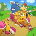  absurd_res all_fours argon_vile assisted_sex balls bar_emanata bowser dialogue english_text erection foreskin genitals group hand_on_head hi_res hill imminent_anal imminent_sex knee_pads koopa koopa_troopa landscape looking_at_another looking_at_partner looking_worried lube_on_butt male male/male mario_bros naughty_face nintendo penis penis_grab roller_skates scalie size_difference speech_bubble super_mario_bros_wonder text 