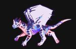  2021 2_horns all_fours ambiguous_gender anthro black_claws black_spots black_spotted_scales clawed_wings claws colorful countershade_legs countershade_neck countershade_torso countershading dragon hi_res horn looking_at_viewer membrane_(anatomy) membranous_wings painting_(artwork) paws pink_body scales snout solo spots tail traditional_media_(artwork) white_body white_tail white_wings wings yessys 