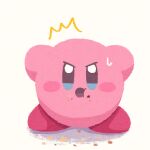  ^^^ blue_eyes crumbs food food_on_face highres kirby kirby_(series) looking_at_viewer miclot no_humans open_mouth pink_footwear shoes simple_background sweat white_background 
