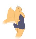  anthro breasts butt charizard clothed clothing eyelashes female generation_1_pokemon hi_res holding_breast itisd looking_at_viewer looking_back nintendo pokemon pokemon_(species) simple_background solo 