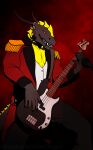  anthro bass_guitar bassist circus claws clothed clothing coat collar concert dragon ernesto_(rebeldragon101) evil_face evil_grin evil_look fangs grin guitar headphones hi_res looking_at_viewer male microphone muscular musical_instrument nightwish open_clothing open_mouth pecs plucked_string_instrument rebeldragon101 ringmaster ringmaster_outfit shirtless shirtless_male smile solo string_instrument teeth topwear vest 