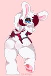  absurd_res anthro big_butt blush breasts butt clothed clothing clothing_lift curvy_female dress dress_lift female fur genitals hi_res lagomorph leporid mammal pulling_clothing pussy rabbit shrimpaws_(artist) shy simple_background solo thick_thighs wide_hips 