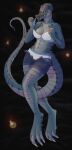 absurd_res andromorph anthro bottomwear bra breasts clothing gynomorph hi_res intersex kaprosuchus long_tail looking_at_viewer medium_breasts mrkonnell scalie shorts tail underwear undressing yellow_eyes 