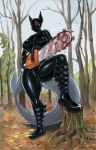  absurd_res anthro badass_woman blood bodily_fluids bodysuit breasts chainsaw clothing draw_emy female goth hi_res latex power_tool rubber rubber_clothing rubber_suit skinsuit solo tight_clothing tools 