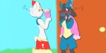  blush breasts cinderace clothing fan_character female fox_box fur generation_4_pokemon generation_8_pokemon hi_res humanoid lagomorph leporid lucario male male/female mammal nintendo pokemon pokemon_(species) rabbit 