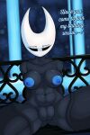  anthro arachnid areola arthropod belly big_breasts blue_areola blue_nipples breasts butt dark_eyes exoskeleton exposed_breasts eyelashes female female_focus genitals glistening glistening_body glistening_skin gravity_breaker grey_body hollow_knight horn hornet_(hollow_knight) hot_spring humanoid inviting looking_at_viewer massive_thighs midriff navel nipples plump_labia pussy segmented_body shell sitting sitting_on_bench solo spider spread_legs spreading suggestive_look suggestive_pose team_cherry text thick_thighs underground water waterfall 