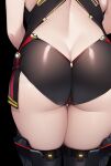  1girl ass ass_focus back black_background black_thighhighs commentary highres original simple_background solo standing thighhighs thighs yoyoleaf 