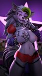  3d_(artwork) 9:16 animatronic anthro bracelet breasts canid canine canis claws collar digital_media_(artwork) fangs female finger_to_mouth five_nights_at_freddy&#039;s five_nights_at_freddy&#039;s:_security_breach hi_res holding_breast jewelry machine mammal mayosplash open_mouth robot roxanne_wolf_(fnaf) scottgames sneakyphox solo spiked_bracelet spiked_collar spikes steel_wool_studios teeth tongue wolf 