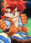  archie_comics blue_eyes breasts cheek_tuft chest_tuft chipmunk clothing clothing_pull eyebrows facial_tuft featureless_breasts female ground_squirrel hi_res mammal pantsless percivore rodent sally_acorn sciurid scut_tail sega short_tail solo sonic_the_hedgehog_(archie) sonic_the_hedgehog_(comics) sonic_the_hedgehog_(series) tail thick_eyebrows tuft undressing 