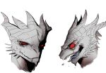  anthro baldur&#039;s_gate clenched_teeth dragon dragonborn_(dnd) dungeons_and_dragons hasbro headshot_portrait hi_res horn looking_at_viewer male multicolored_body open_mouth portrait red_eyes reptile scales scalie simple_background solo spikes spikes_(anatomy) teeth the_dark_urge_(baldur&#039;s_gate) tongue two_tone_body white_body white_scales wizards_of_the_coast 