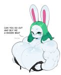  big_breasts bra breasts bulumble-bee clothing dialogue emmy_(bulumble-bee) english_text female huge_breasts hyper hyper_breasts lagomorph leporid looking_at_viewer mammal muscular muscular_female rabbit simple_background solo text torn_bra torn_clothing underwear white_background 