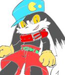  2020 anthro bandai_namco black_body black_fur bottomwear clothing collar fur gloves handwear happy hi_res hybrid klonoa klonoa_(series) looking_at_viewer male nekotanyanneko open_mouth pac-man pac-man_(series) shorts simple_background solo white_background yellow_clothing yellow_eyes yellow_gloves yellow_handwear 