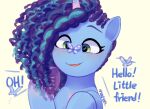 afro arthropod blue_body blue_hair blue_mane butterfly curled_hair dialogue digital_media_(artwork) english_text equid equine eyelashes female feral fetlocks freckles green_eyes hair hasbro hi_res hooves horn insect lepidopteran mammal mane marenlicious misty_(g5) mlp_g5 multicolored_hair my_little_pony smile text two_tone_hair unicorn unicorn_horn 