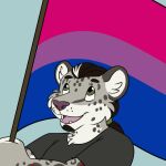 animated bisexual_pride_colors felid flag flag_pole lgbt_pride male mammal palehorntea pantherine pride pride_colors snow_leopard solo umbrose 