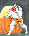  4:5 anthro breasts canid canine female fennec fennekin food fox fruit fullcolor generation_6_pokemon genitals hi_res laura mammal nintendo nude nyghtmar3 plant pokemon pokemon_(species) pokemorph pumpkin pussy shiny_fennekin shiny_pokemon solo tail traditional_media_(artwork) 