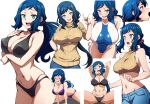  absurdres aqua_eyes arm_under_breasts batta_16-sei bikini blue_hair breasts cleavage competition_swimsuit covered_nipples crop_top green_eyes gundam gundam_build_fighters highres iori_rinko large_breasts lingerie long_hair looking_at_viewer mature_female multiple_views one-piece_swimsuit oral ponytail see-through sexually_suggestive sleeveless sleeveless_turtleneck smile straddling sweater swimsuit turtleneck turtleneck_sweater underwear 