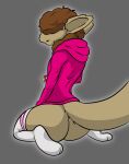  absurd_res anthro brown_body brown_fur butt clothing fluffy fur hi_res hoodie kennedy_oz legwear male mammal obscured_eyes solo tail tan_body tan_fur the_nature_of_predators thigh_highs topwear venlil_(the_nature_of_predators) wool_(fur) 