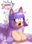  absurd_res anthro big_breasts blush bodily_fluids breasts butt dialogue english_text eulipotyphlan fan_character female fur hair hedgehog hi_res mammal nude open_mouth purple_body purple_fur purple_hair sega shyna_the_hedgehog simple_background solo sonic_the_hedgehog_(series) surprise surprised_expression sweat tail text thick_thighs tongue tongue_out zettoart 