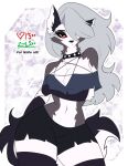  absurd_res anthro breasts canid canid_demon canine canis clothing collar demon female fur hair hellhound helluva_boss hi_res james_andromeda loona_(helluva_boss) mammal piercing red_sclera solo white_body white_fur wolf 