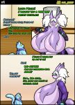  absurd_res al_gx anthro big_breasts black_body black_fur blue_body breasts collar comic delphox dialogue duo english_text eyelashes female feral fur generation_1_pokemon generation_6_pokemon hair hi_res huge_breasts legendary_pokemon male male/female mature_female mew_(pokemon) multicolored_body multicolored_fur narrowed_eyes nintendo opal_(al_gx) pokemon pokemon_(species) purple_body purple_fur shiny_pokemon size_difference story text thick_thighs white_hair 