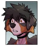  ambiguous_gender anthro artist_name brown_eyes canid canine canis choker domestic_dog ear_piercing jewelry luckyonn mammal necklace piercing shocked_expression solo 