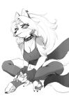  anthro aruurara blep breasts canid canid_demon cleavage clothed clothing collar controller crossed_legs demon female fully_clothed gaming hair hellhound helluva_boss hi_res legwear loona_(helluva_boss) mammal sitting sketch solo spiked_collar spikes stockings tongue tongue_out translucent translucent_hair 